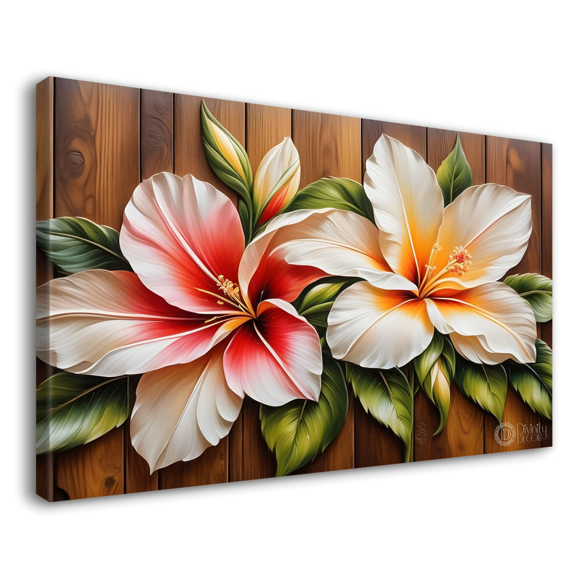 White flowers with light textured painting- Design - Flower-37