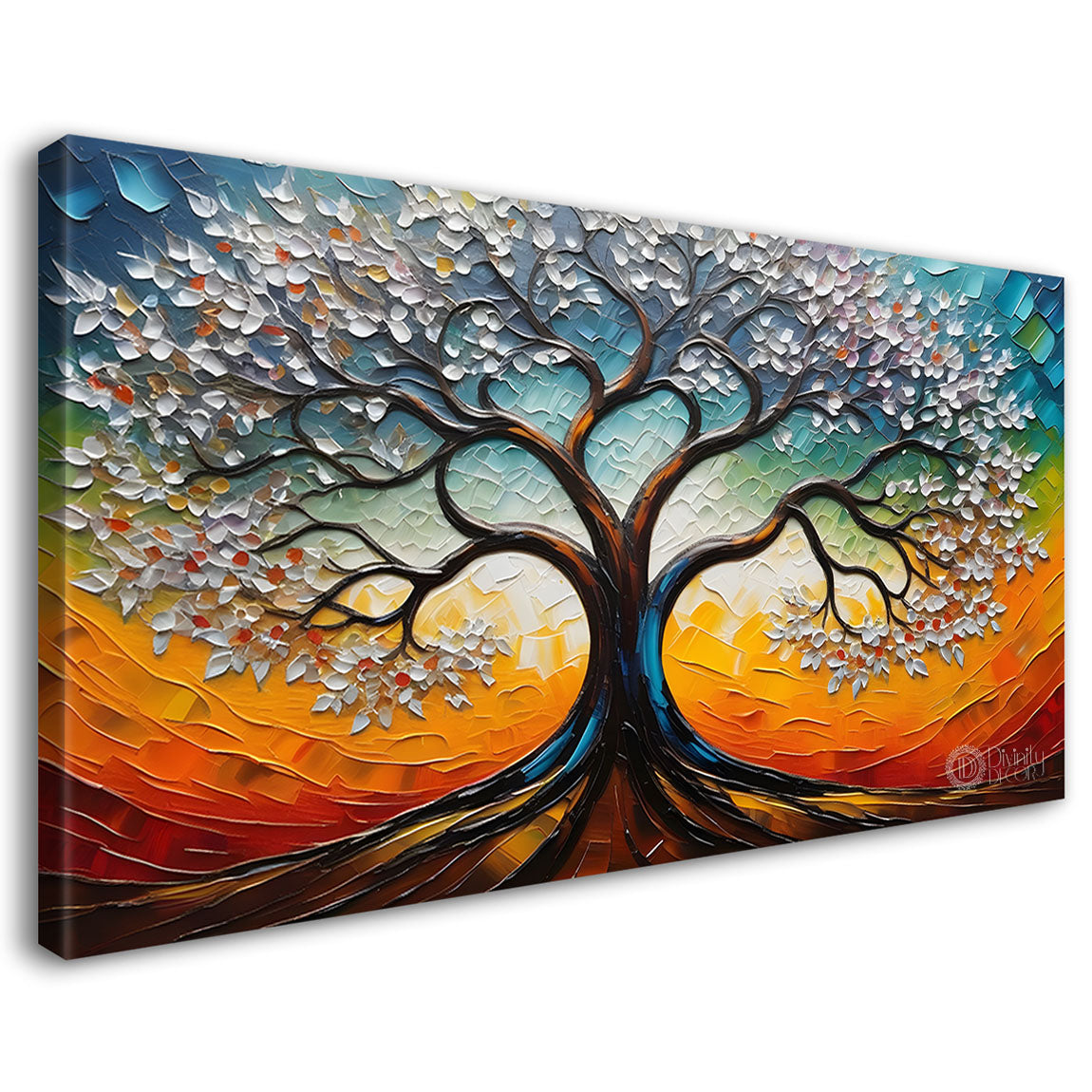 Dark textured tree modern art Canvas Painting - Design - Tree-37