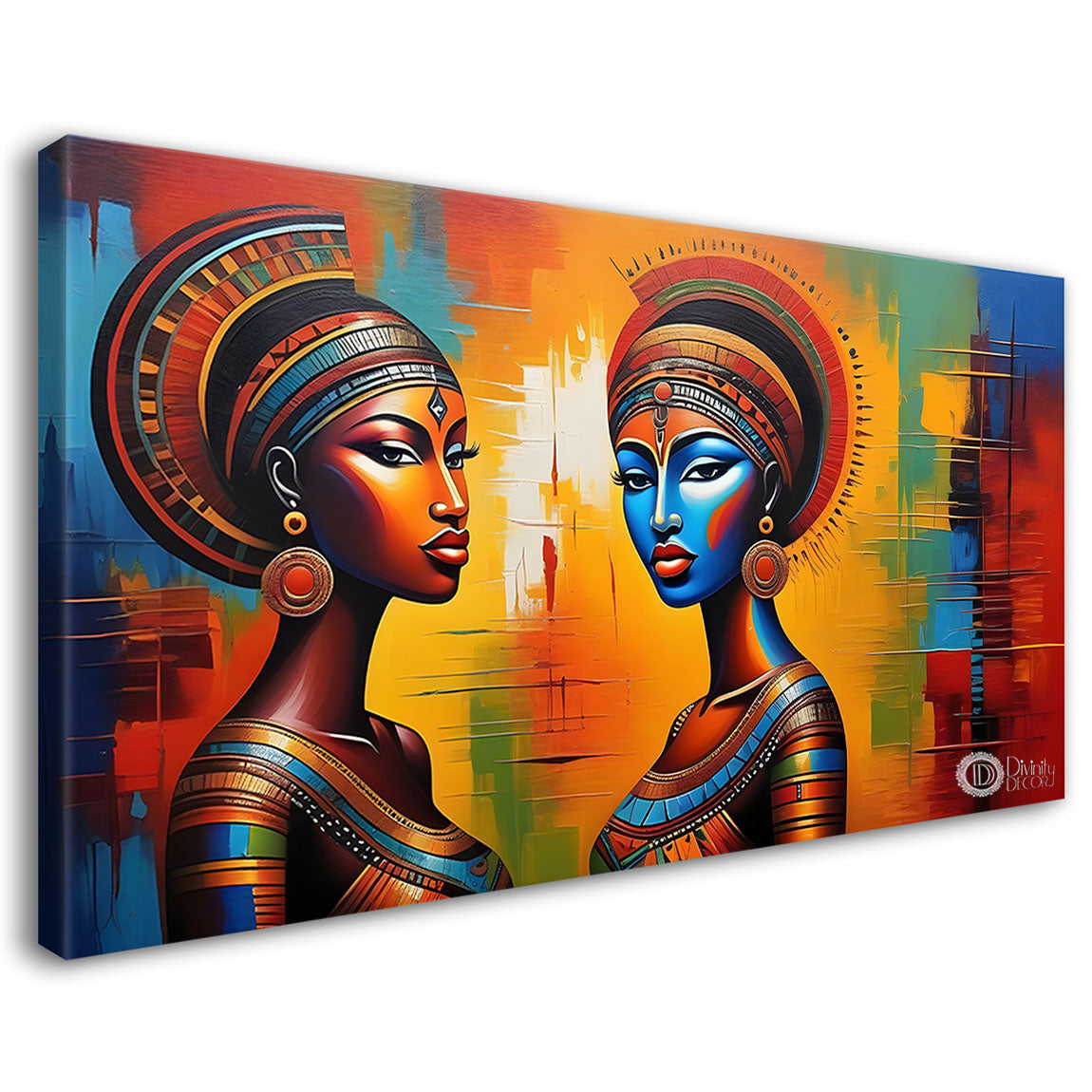 Beautiful tribal women textured modern art Canvas Painting - Design - Modern-L-380