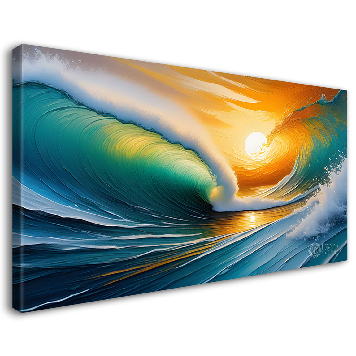 Waves and sun textured painting Canvas Painting - Nature Art -380