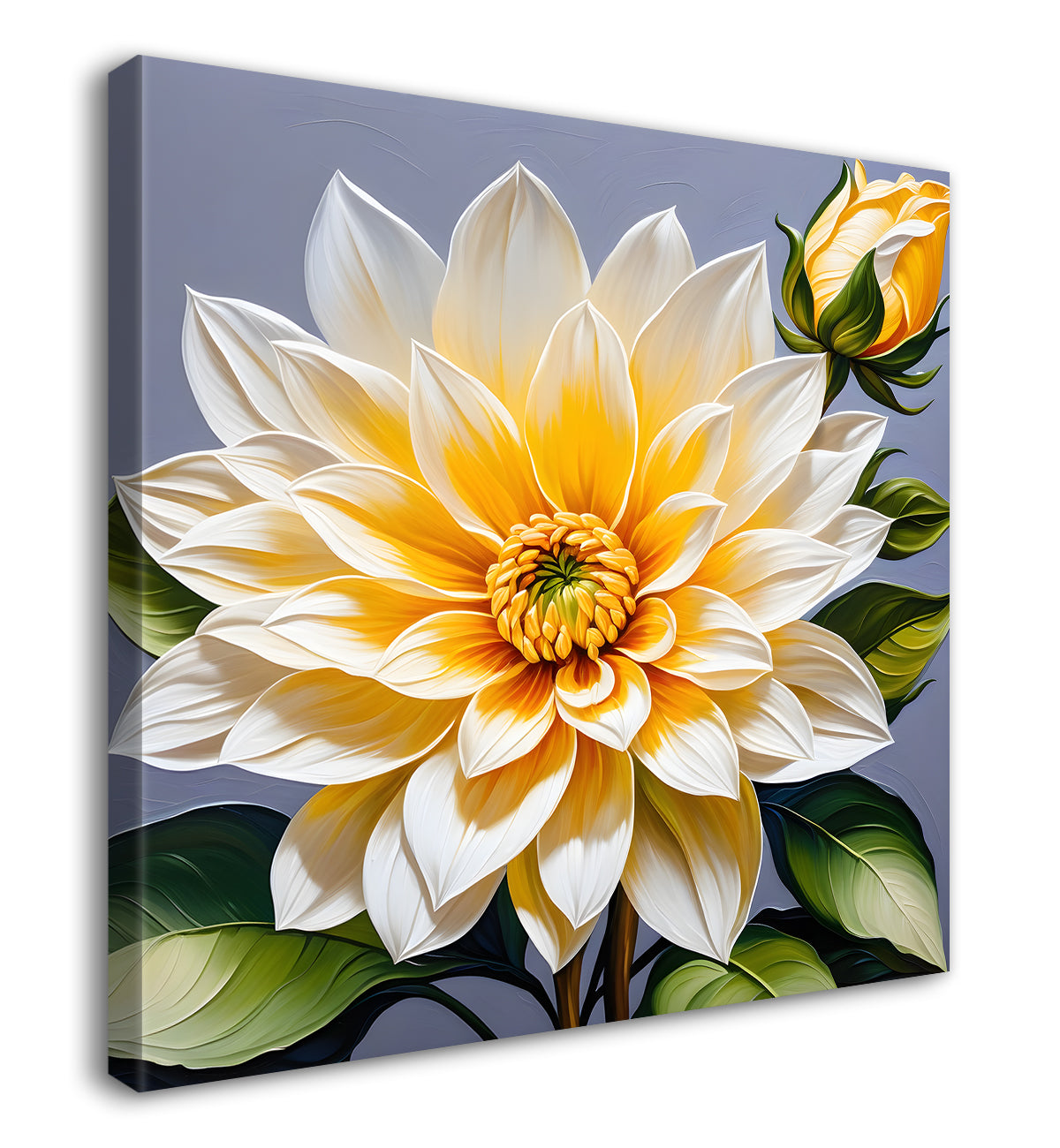 White flower in textured oil painting   Flower-S-381