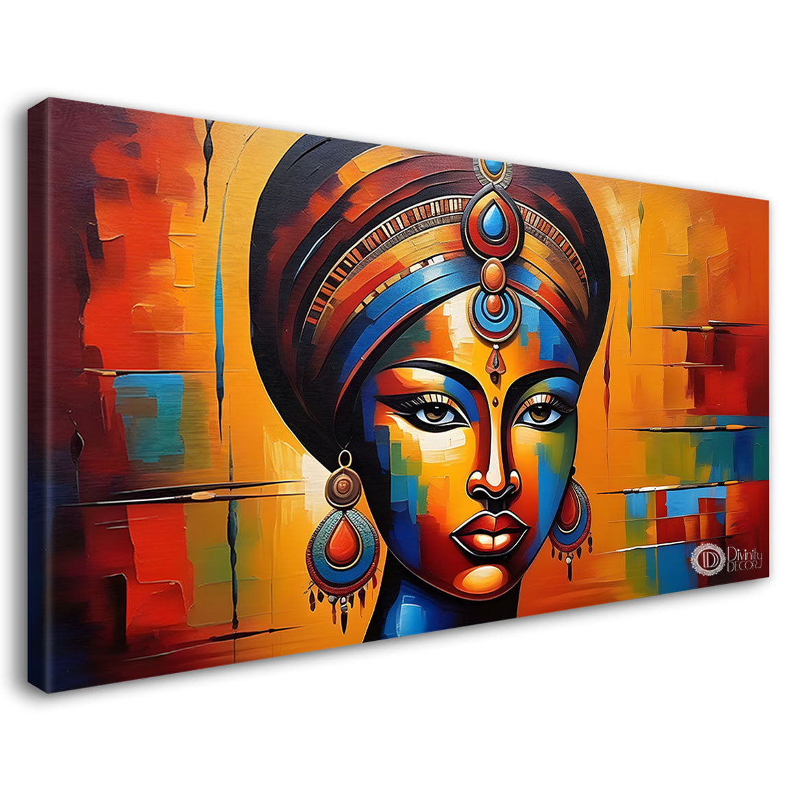 Tribal lady face modern art Canvas Painting - Design - Modern-L-381