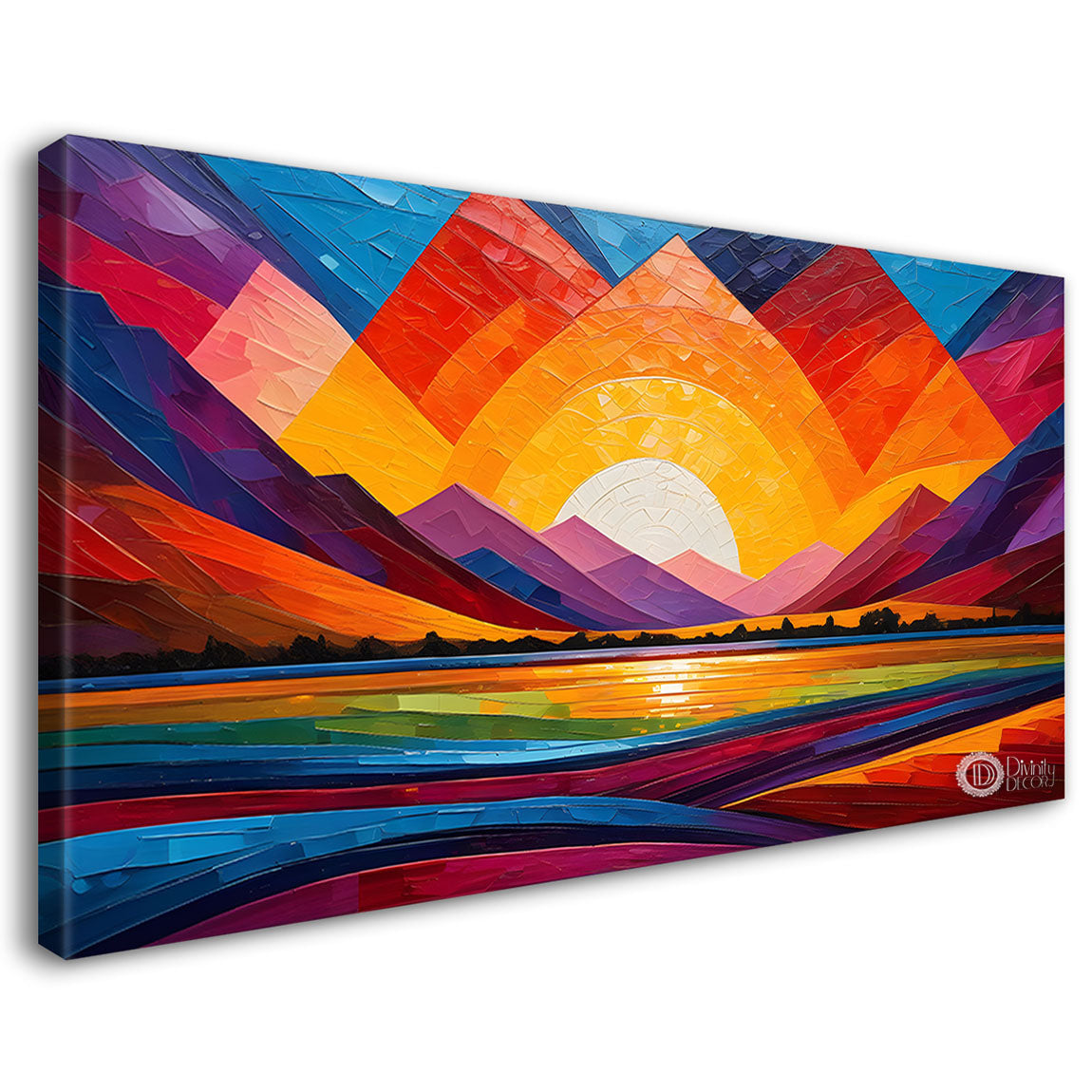Sunset view textured modern art Canvas Painting - Design - Modern-L-382