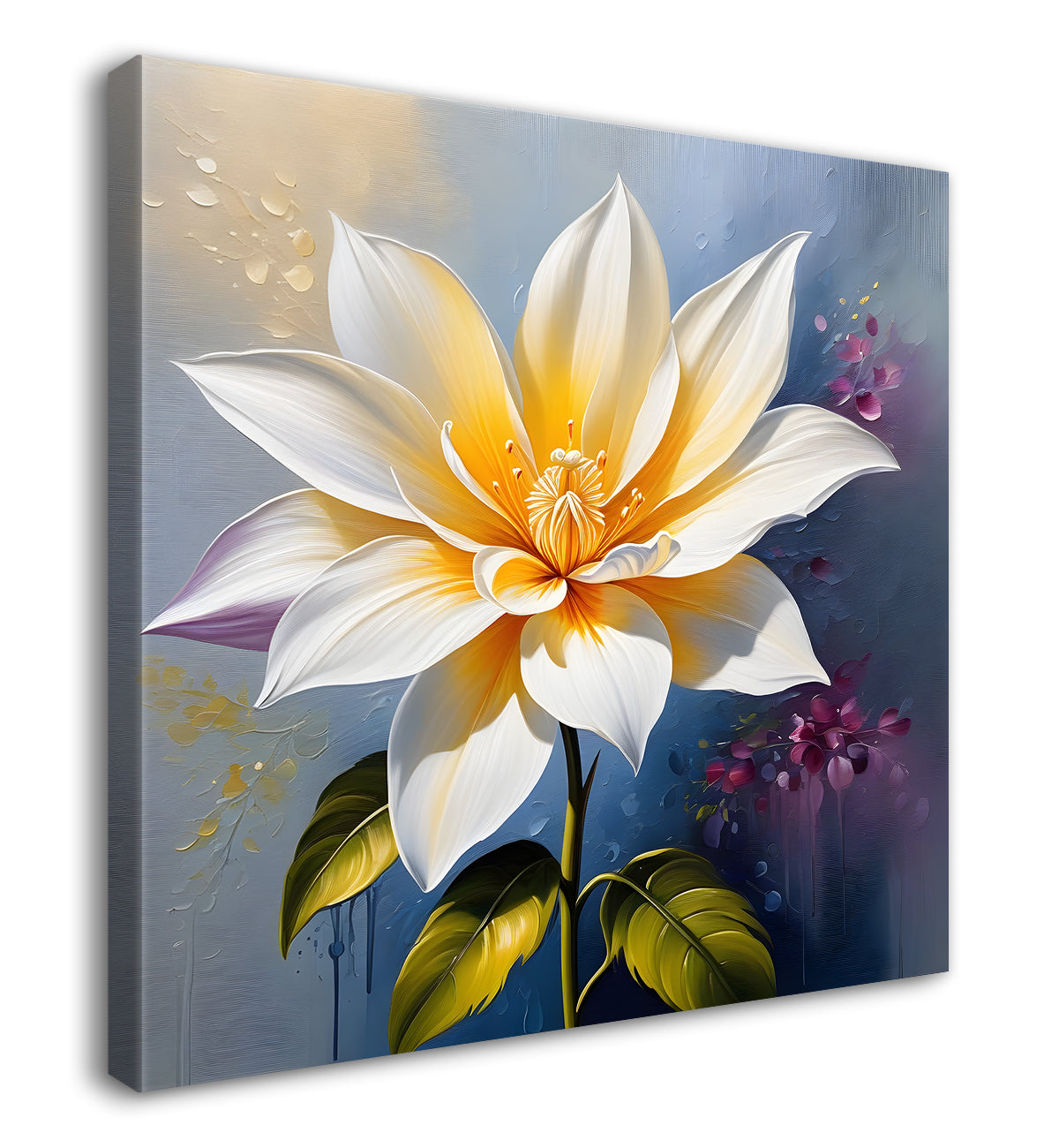 White flower in textured oil painting   Flower-S-382