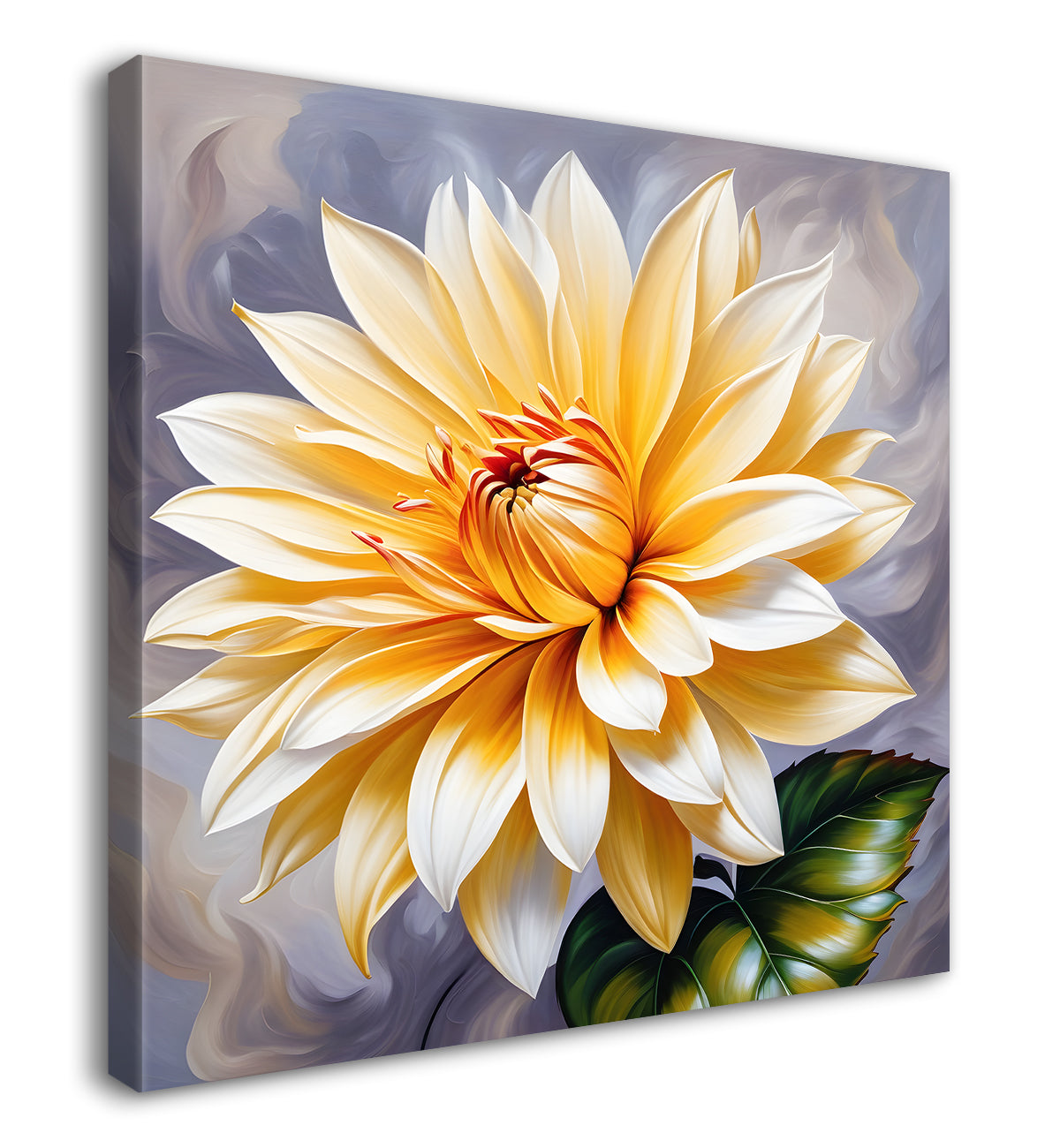 Yellow flower in textured oil painting   Flower-S-383