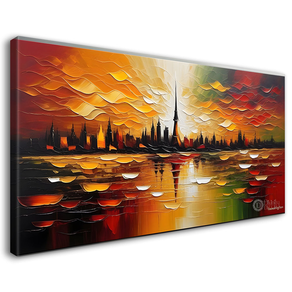 Colorful city textured painting Canvas Painting - Nature Art -384