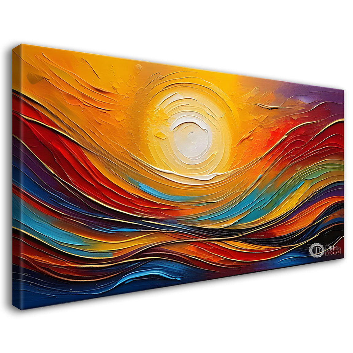 Sun with colorful background textured modern art Canvas Painting - Design - Modern-L-384