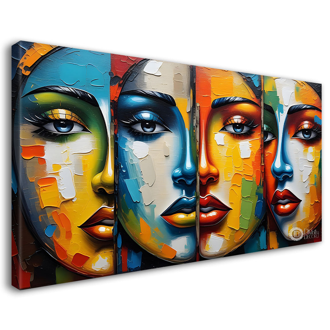 Beautiful women with colorful modern art Canvas Painting - Design - Modern-L-386