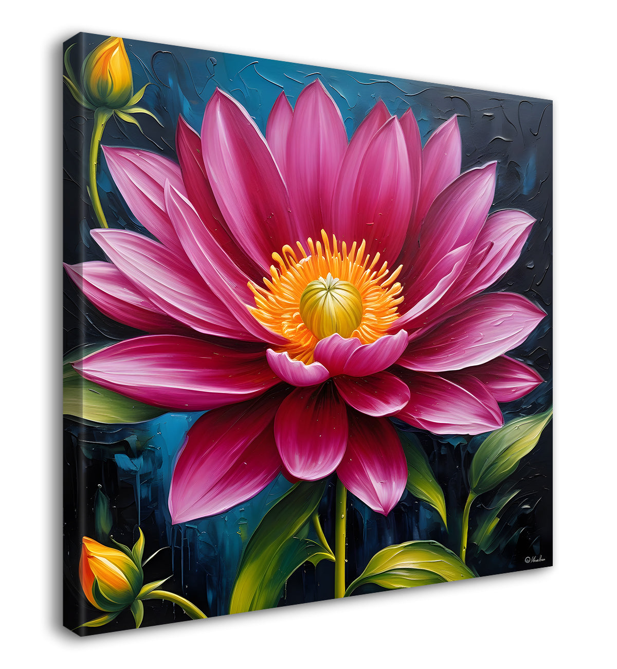 Pink flowers in textured painting   Flower-S-386