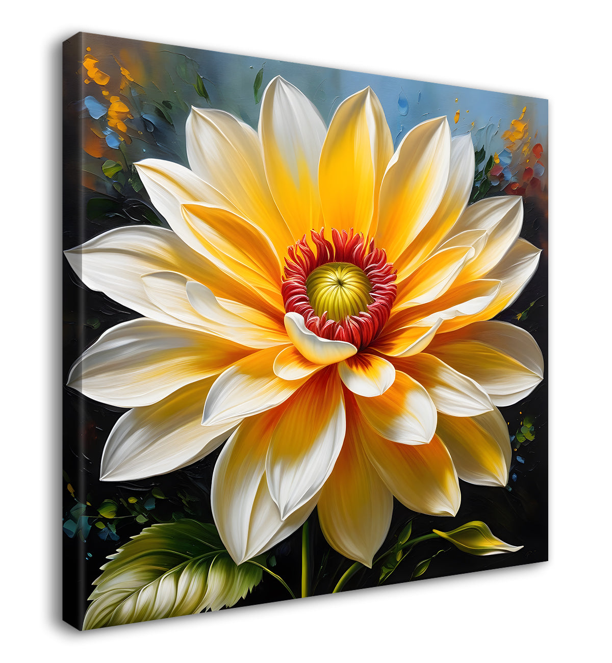 Yellow flower in textured oil painting    Flower-S-388