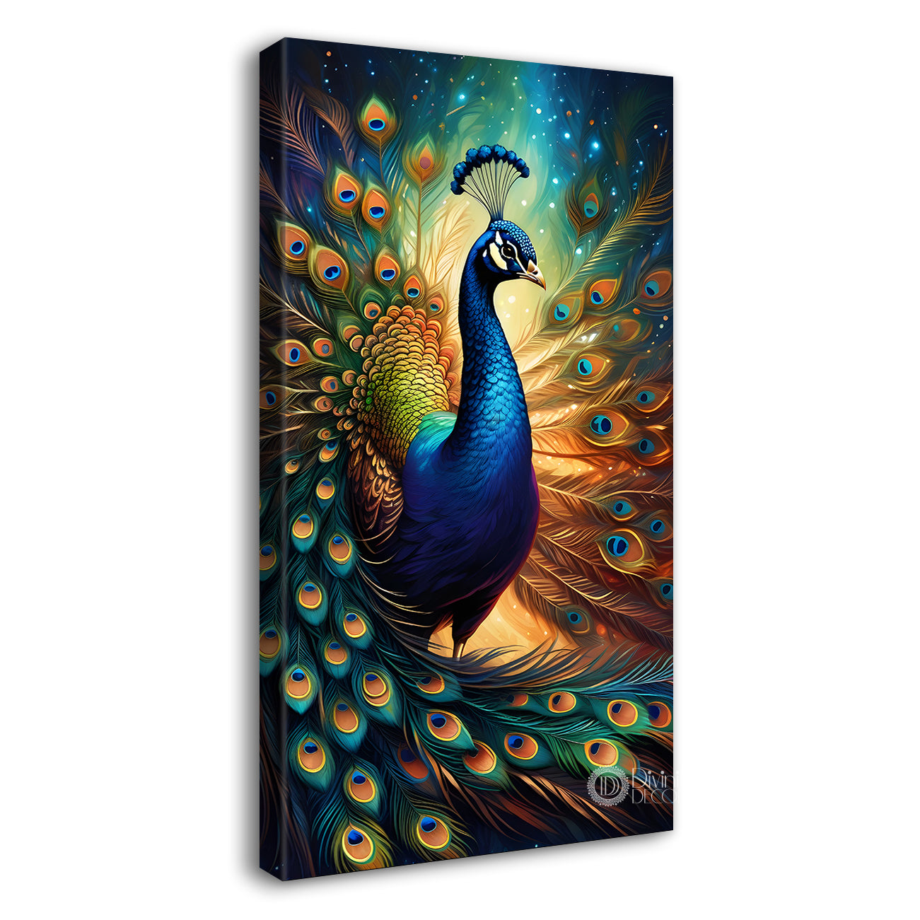 Peacock with blue background modern art painting   - Design - Peacock-V-38