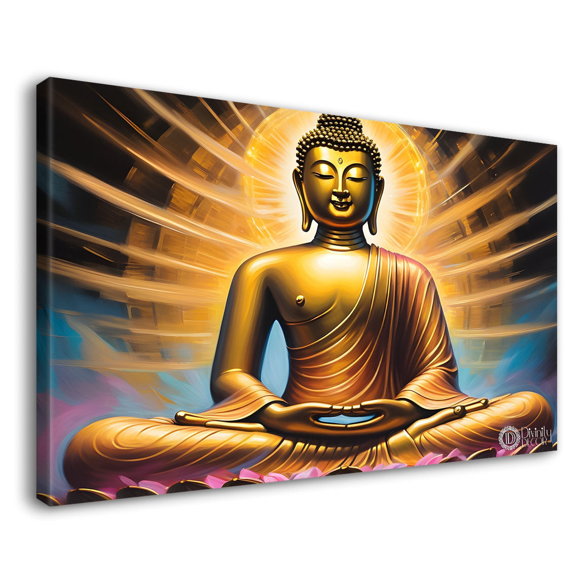 Golden buddha with yellow chakra painting Wall Painting - Buddha-38