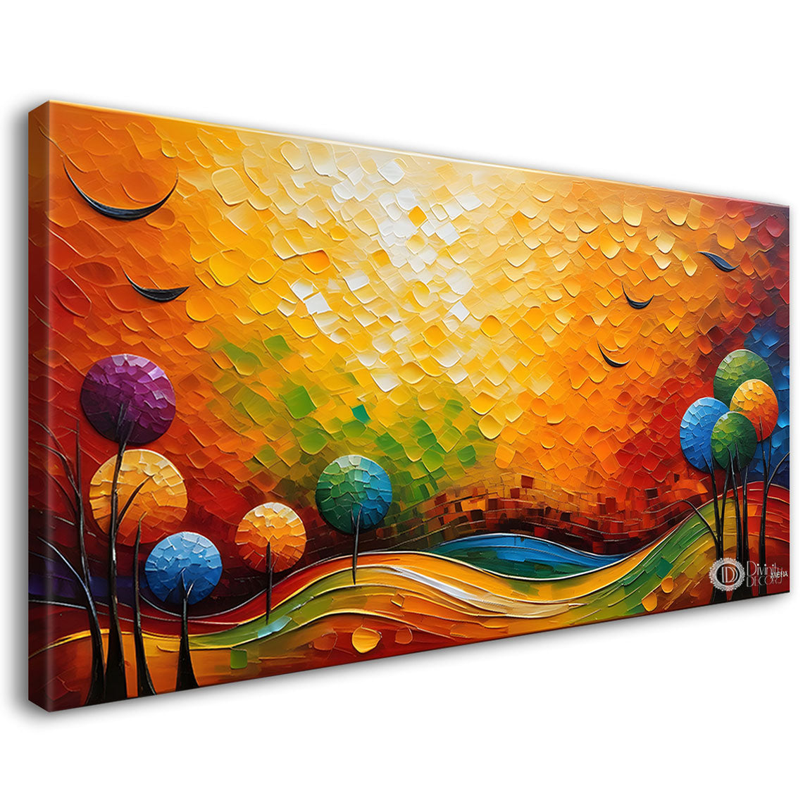 Sunset view textured modern art Canvas Painting - Design - Modern-L-391