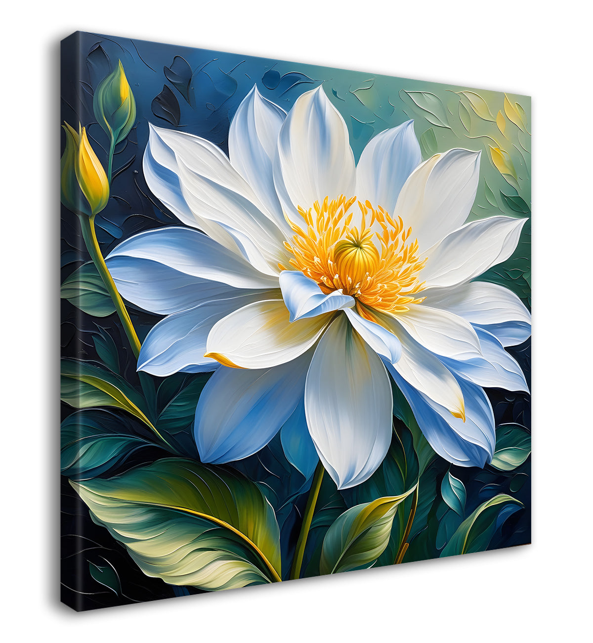 Light blue flower in textured painting   Flower-S-393