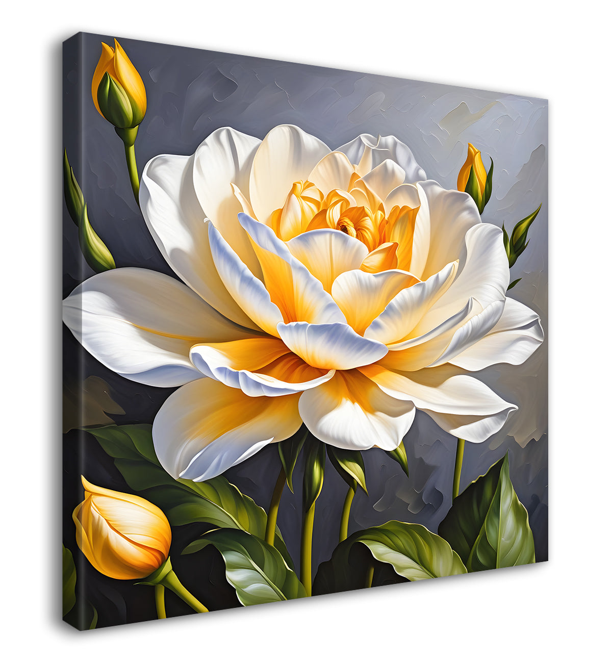 White flower in textured oil painting   Flower-S-394