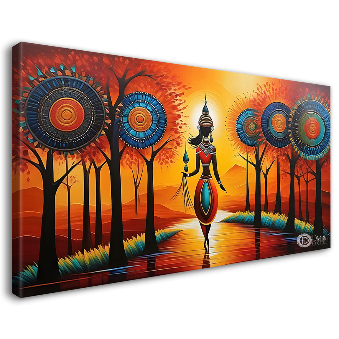 Beautiful woman with colorful background modern art Canvas Painting - Design - Modern-L-396