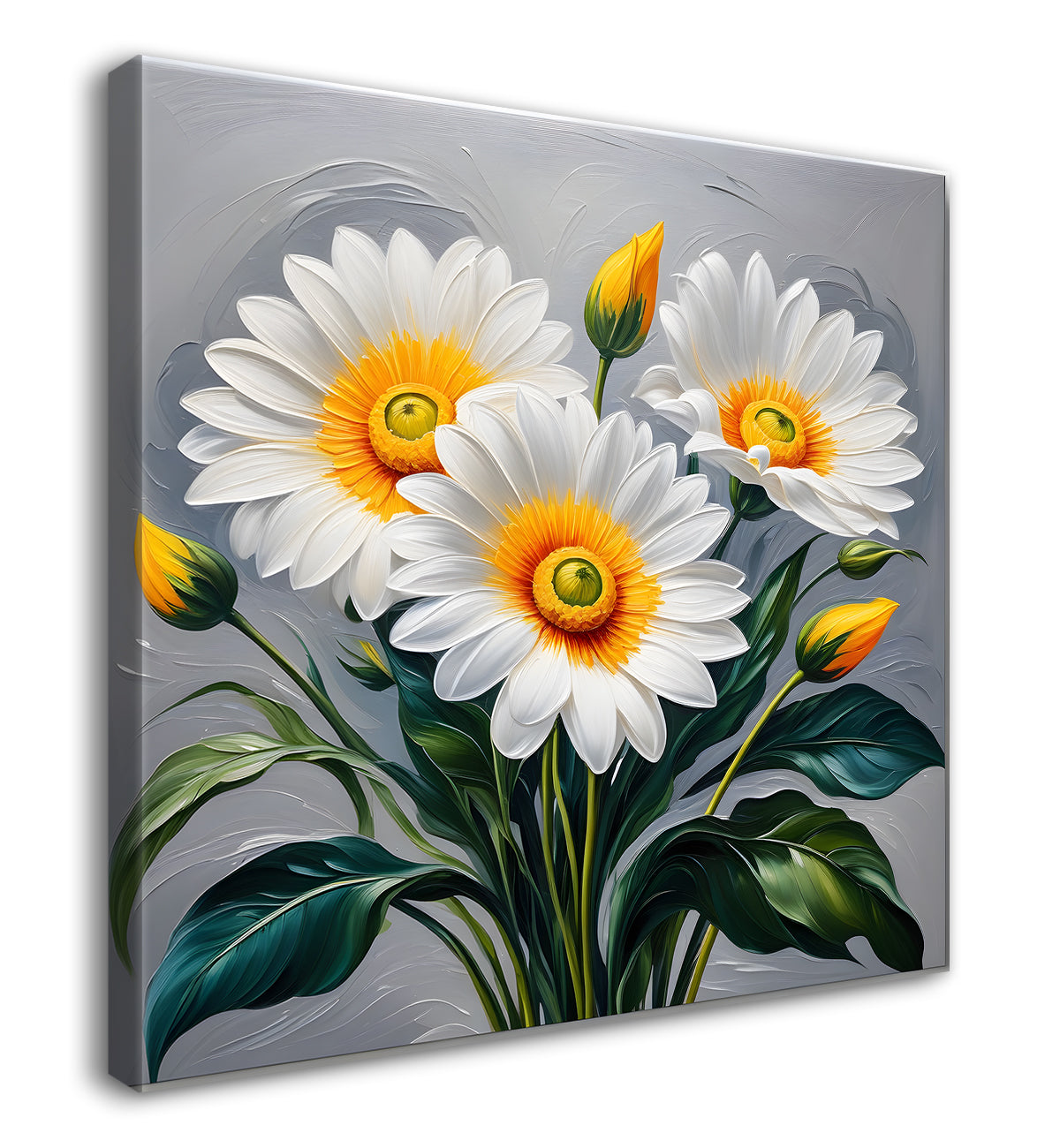 White flower in textured oil painting   Flower-S-397