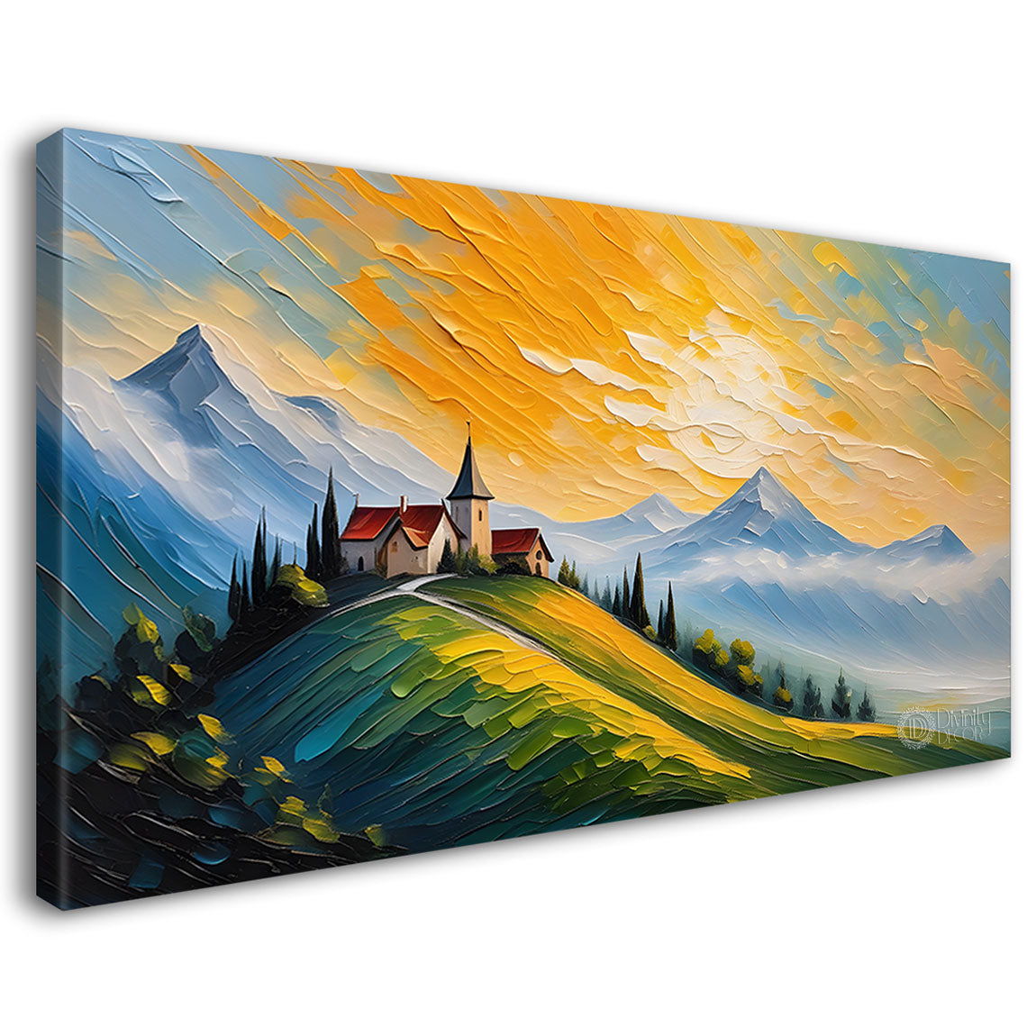 Mountains with greenery painting Canvas Painting - Nature Art -397