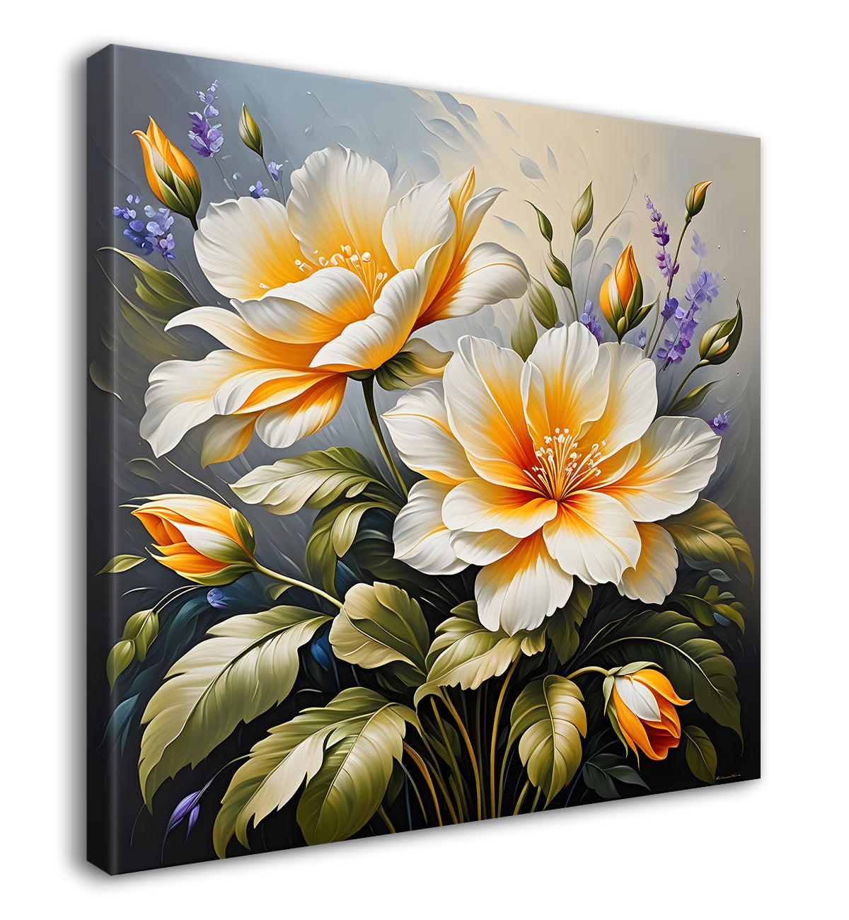 Yellow flowers in textured oil painting  Flower-S-398