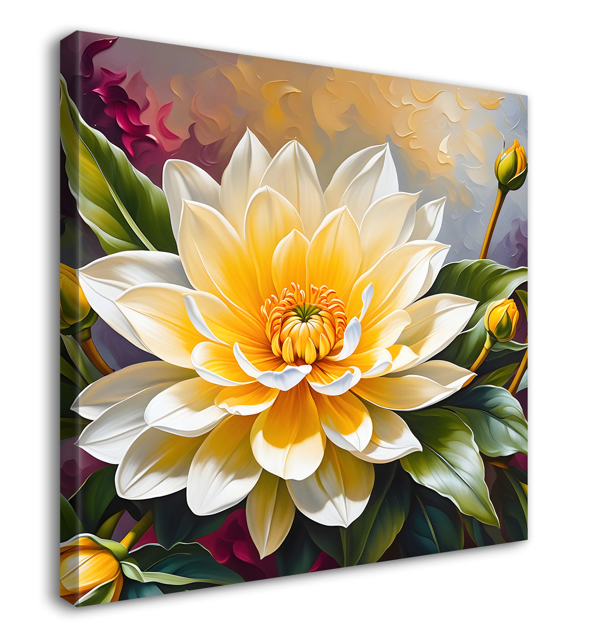 Yellow flowers in textured oil painting  Flower-S-399