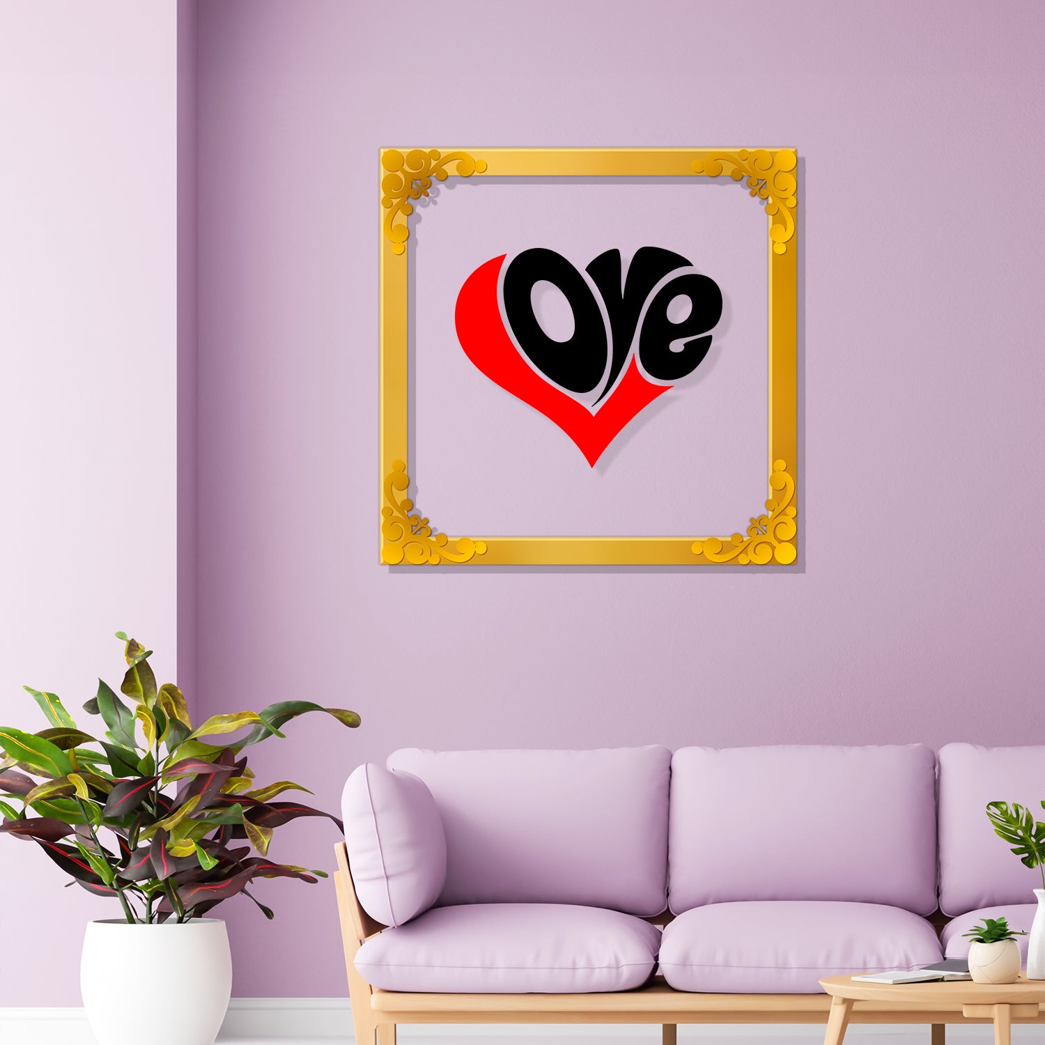 Love Golden Plaque for Gifting, Wall Decor Clear UV print with Golden Border-39