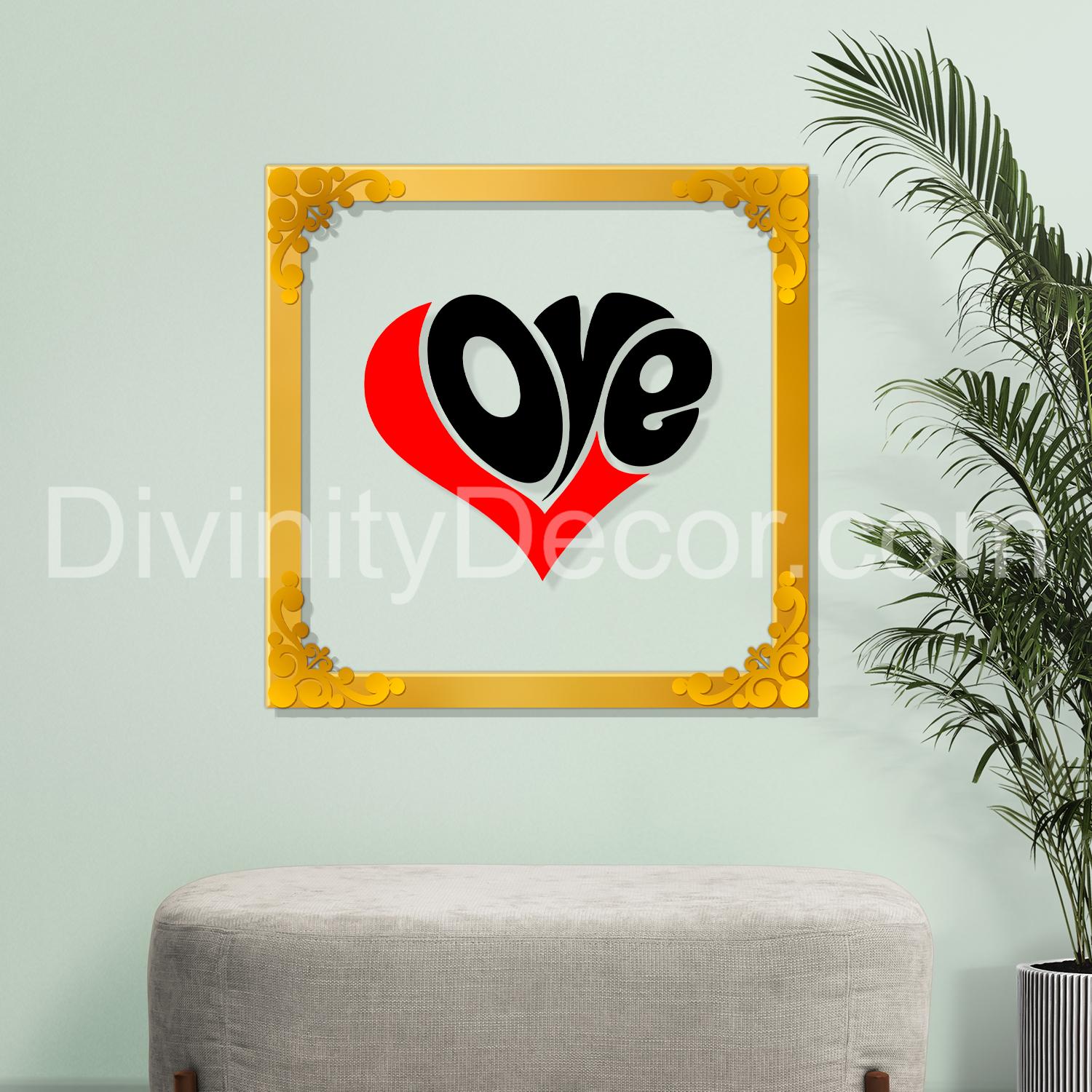 Love Golden Plaque for Gifting, Wall Decor Clear UV print with Golden Border-39