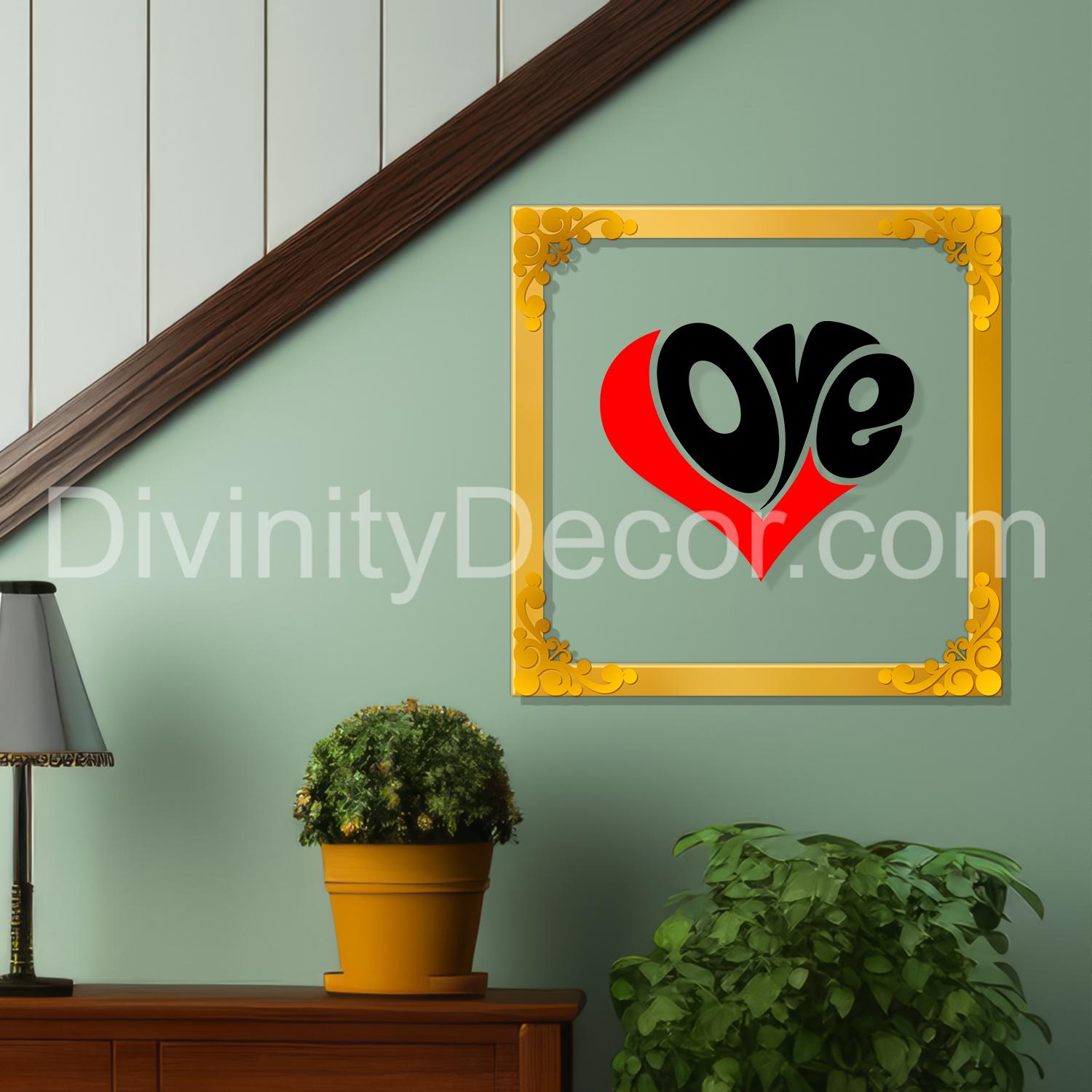 Love Golden Plaque for Gifting, Wall Decor Clear UV print with Golden Border-39