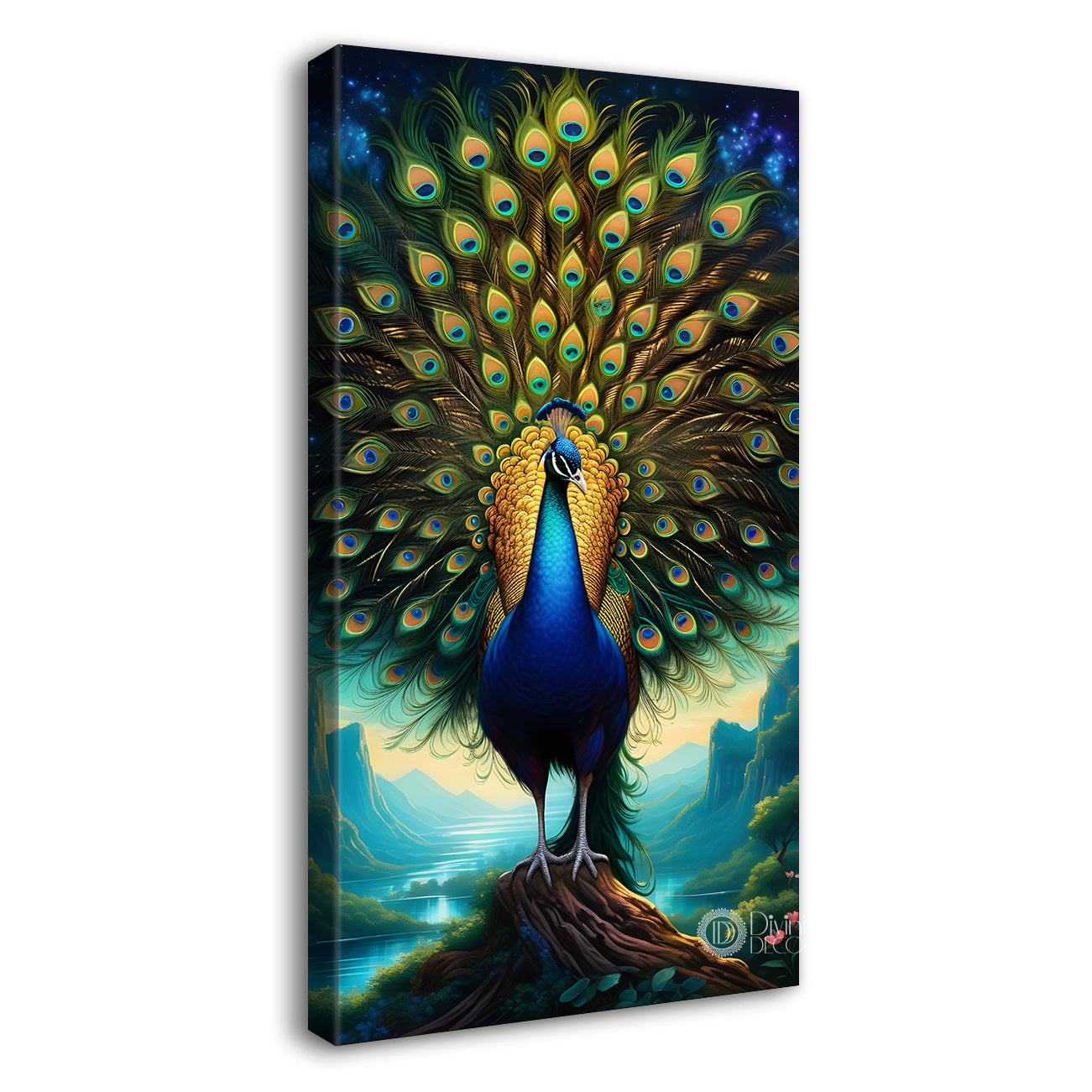Peacock with blue background modern art painting  - Design - Peacock-V-39