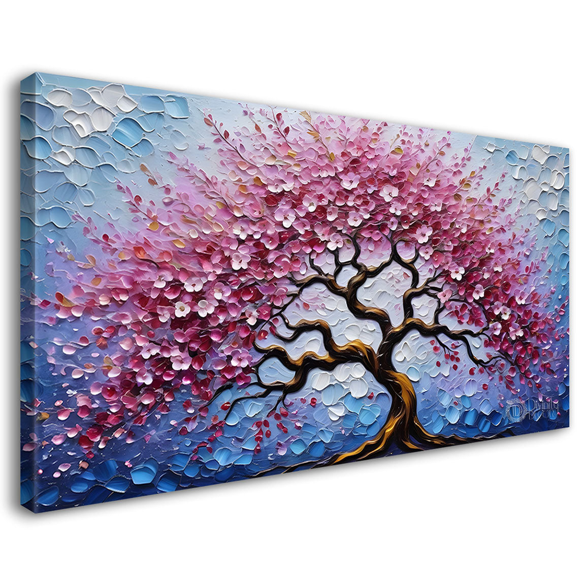 Spring tree in textured modern art Canvas Painting - Design - Tree-39