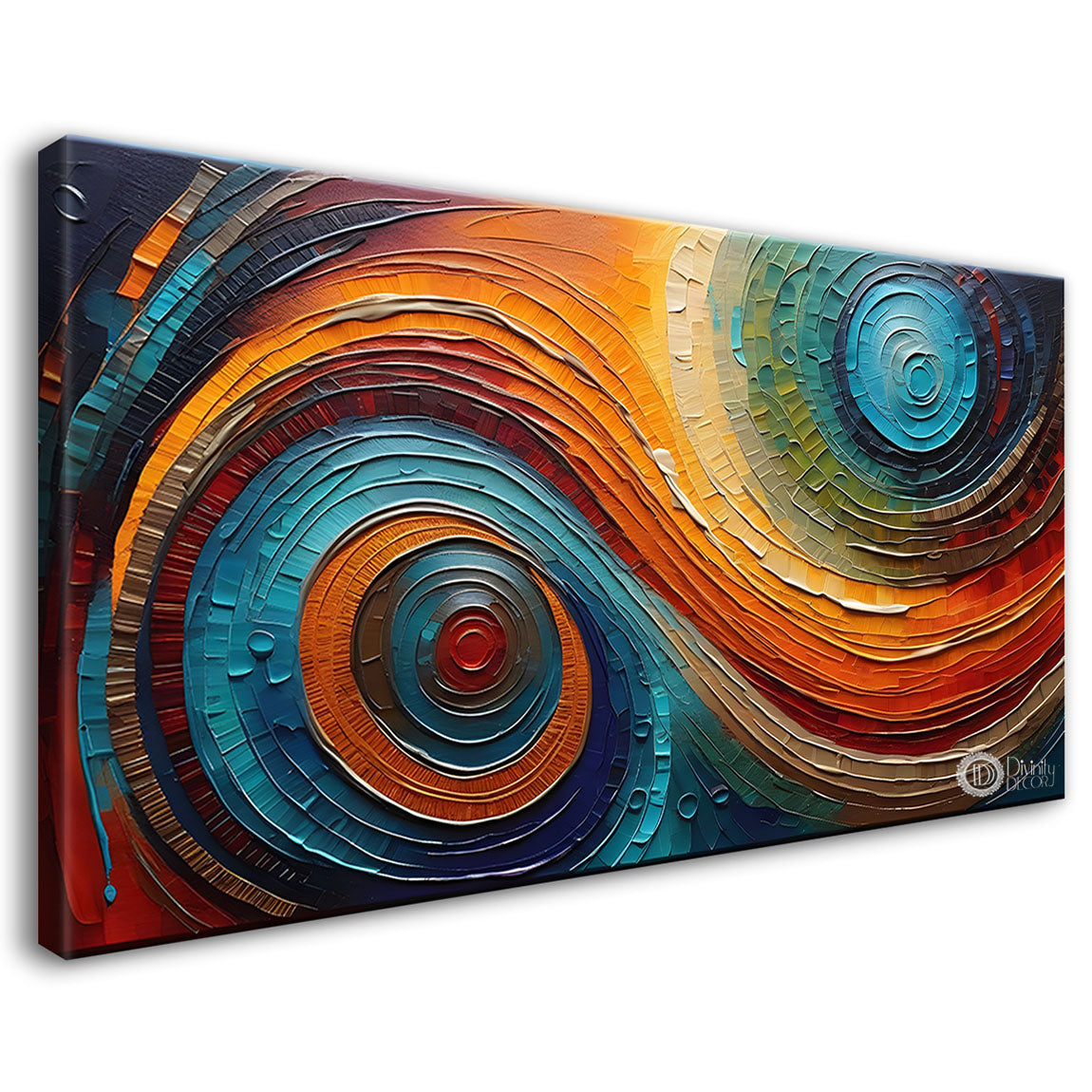 Colorful waves Textured art Canvas Painting - Design - Modern-L-39