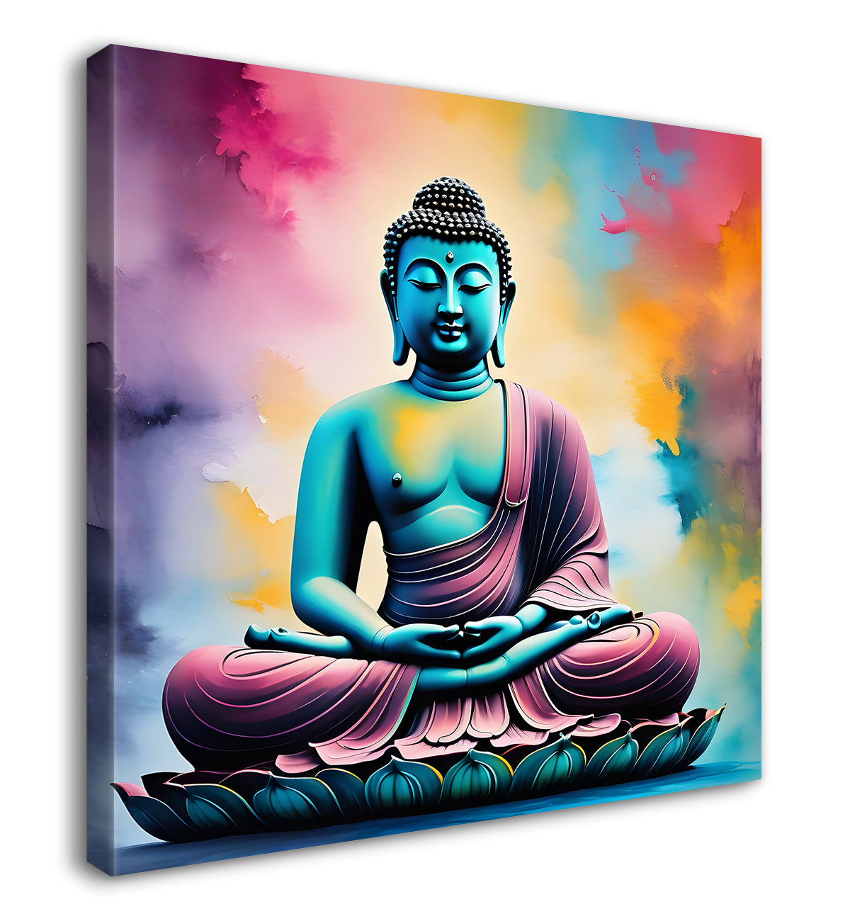 Buddha Painting vibrant water color 24x24 inch Buddha-S-39