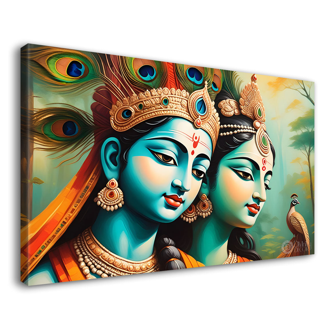 Radha and Krishna face painting in blue texture Canvas Painting - Design - Krishna-3