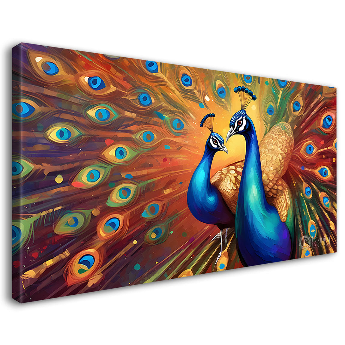 Peacocks with bright background Canvas Painting - Design - Peacock-4