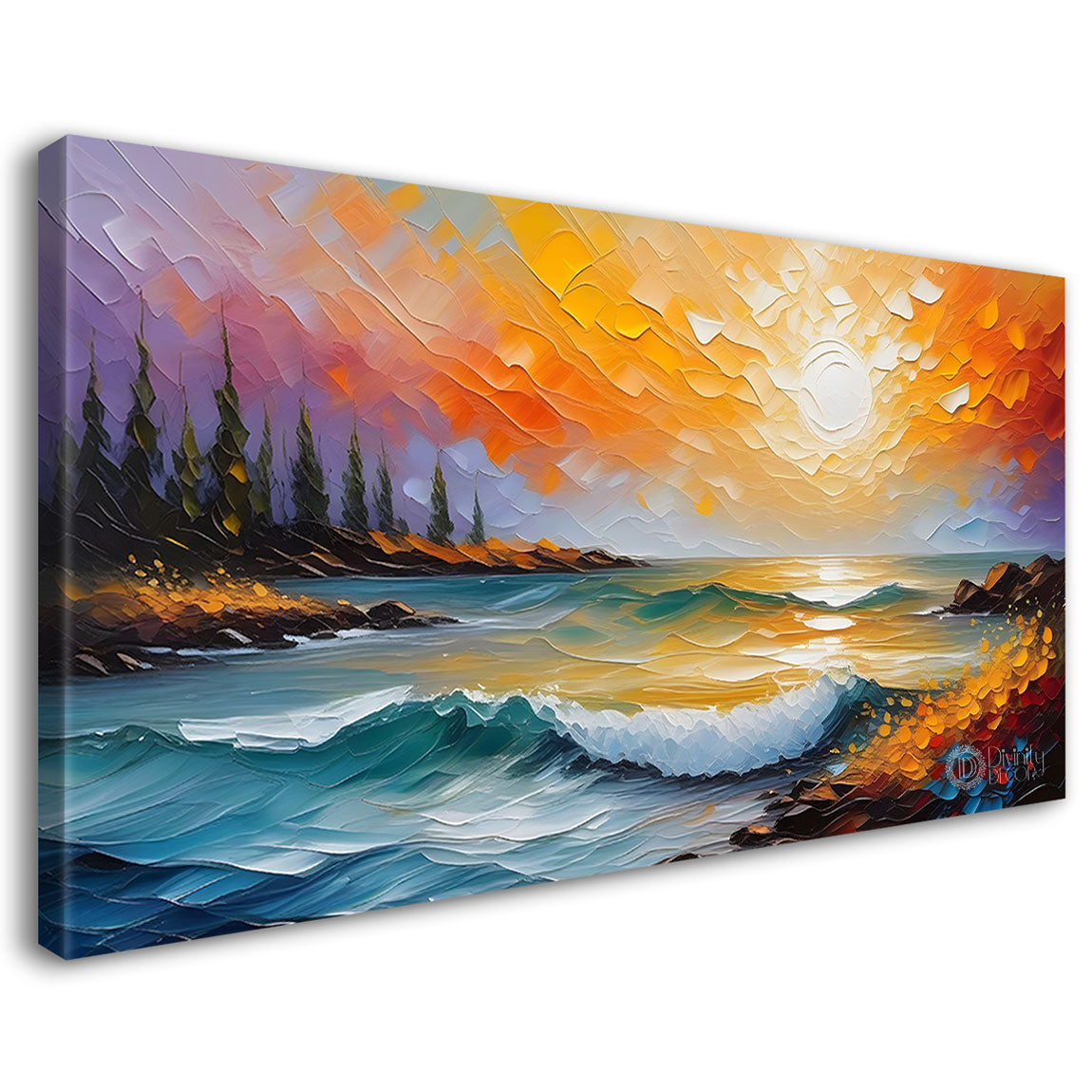 River with the sunset painting Canvas Painting - Nature Art -401
