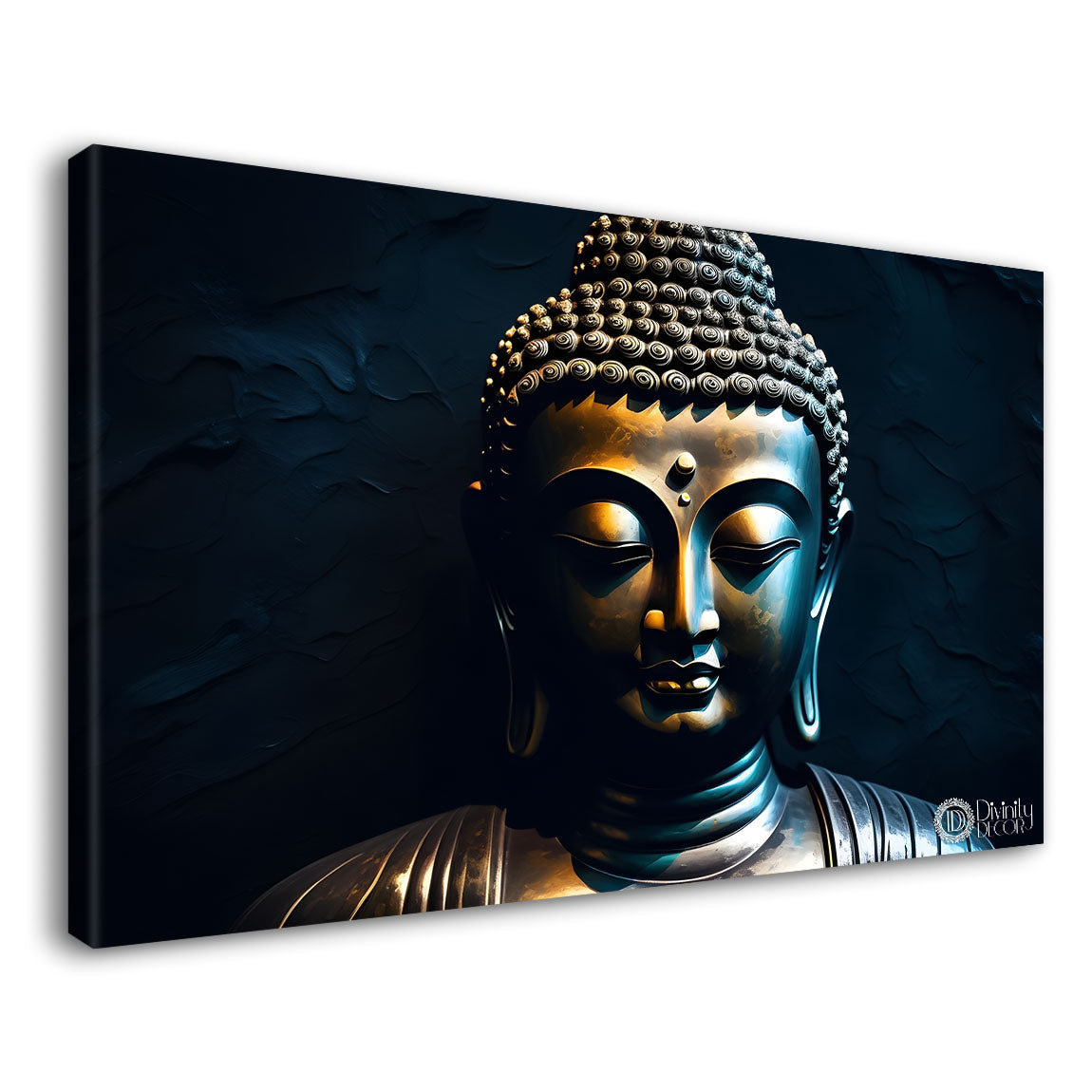 Back buddha with dark background textured art Canvas Wall Painting - Buddha-403
