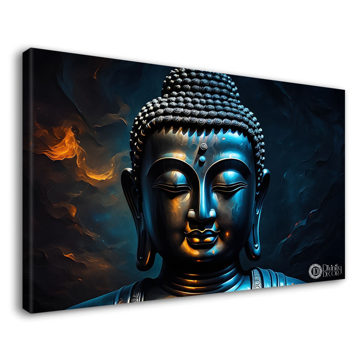 Black buddha with dark background textured art Canvas Wall Painting - Buddha-404