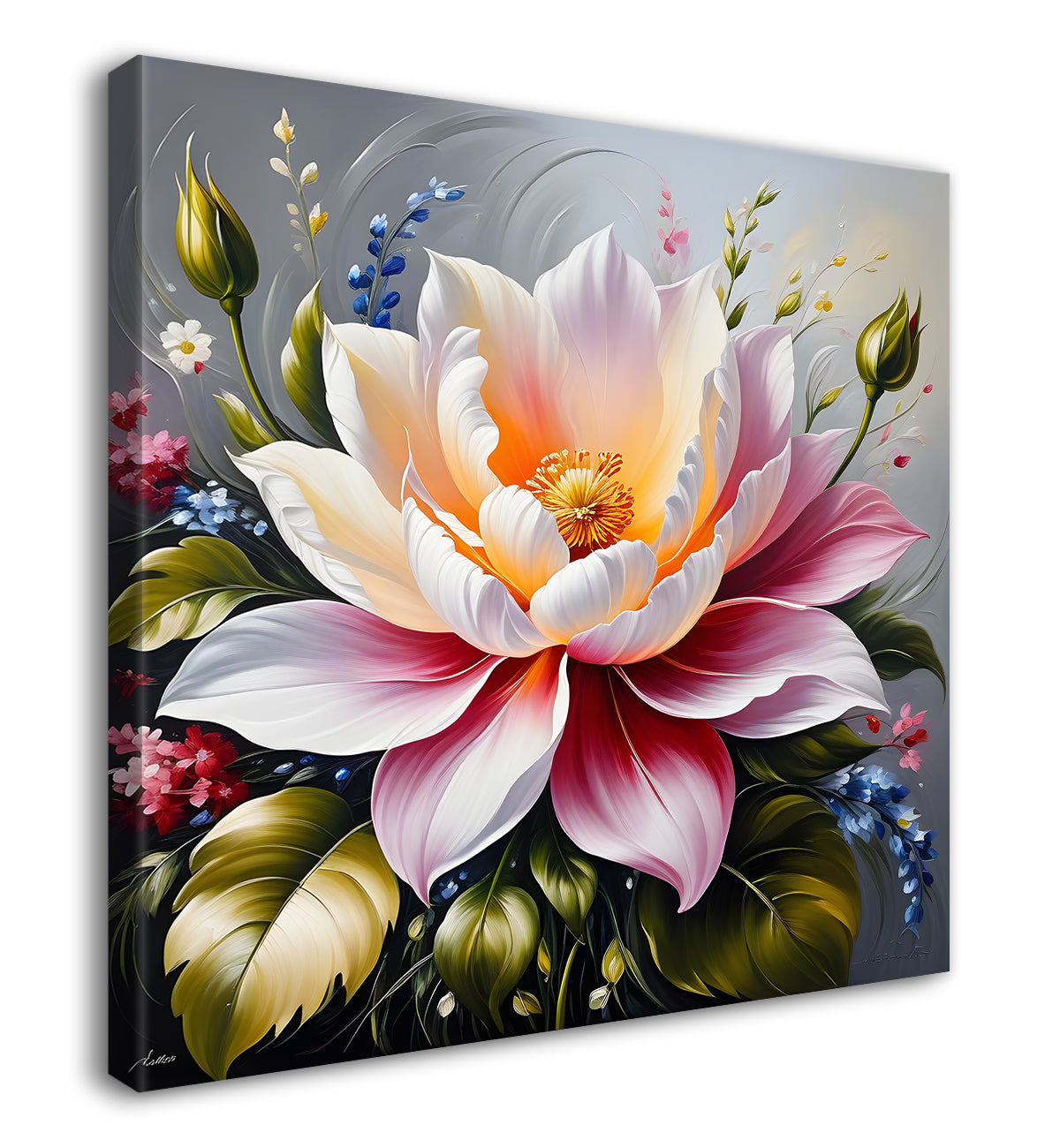 Purple flower in beautiful textured painting - Flower-S-404