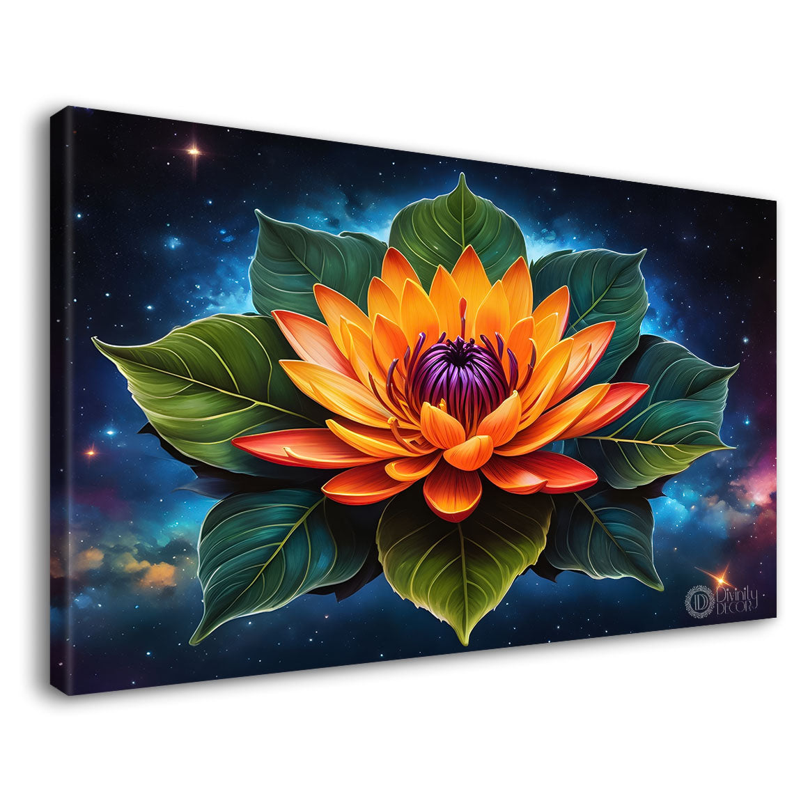 Orange flowers in dark background canvas painting- Flower-404