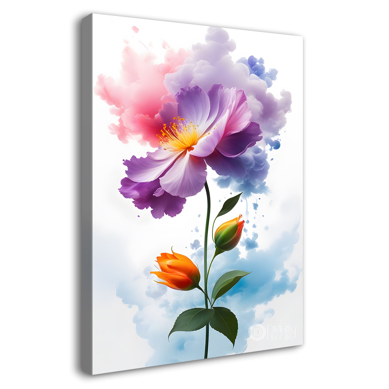 Colourful flower in water colour textured painting- Flower-V-404