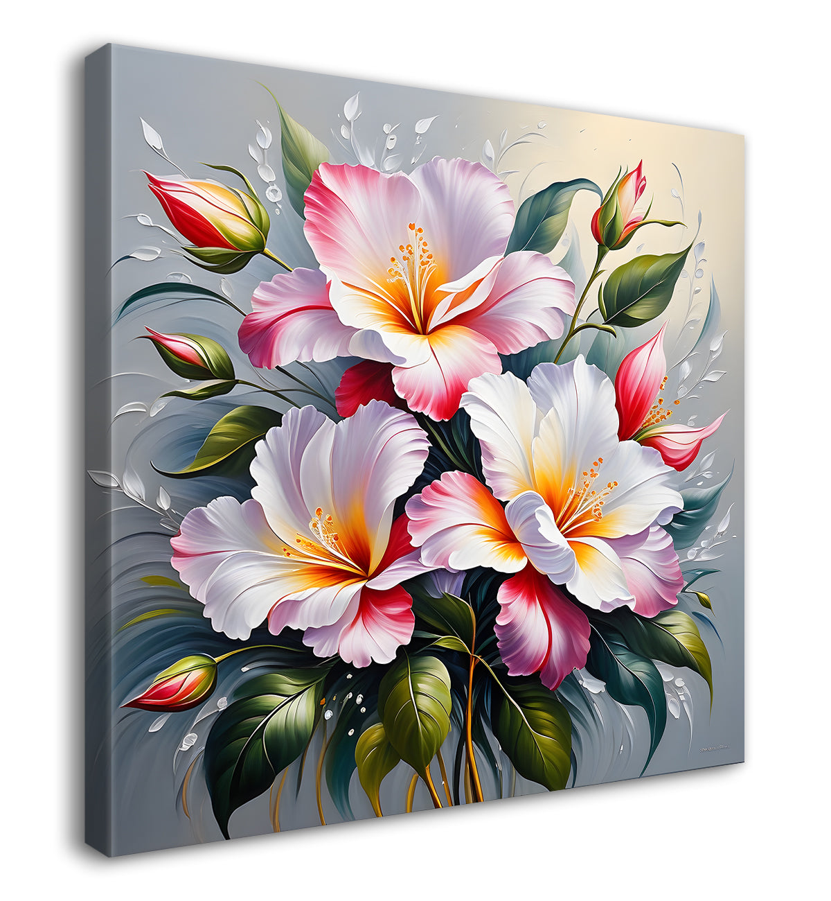 Purple flower in beautiful textured painting - Flower-S-406