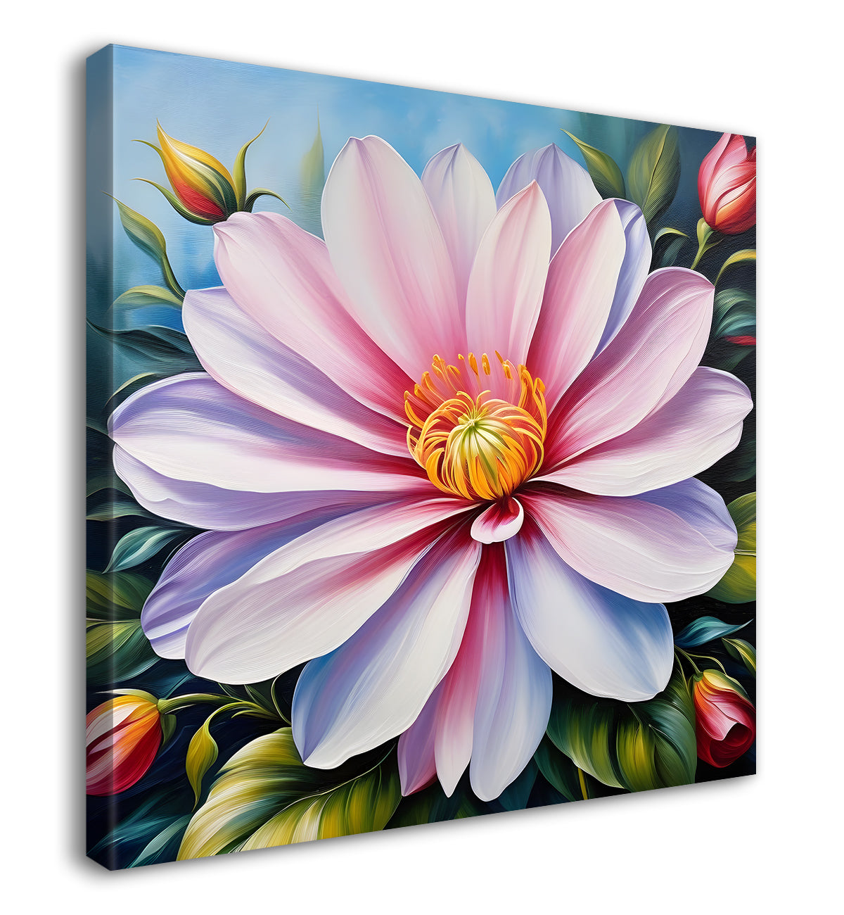 Purple flower in beautiful textured painting - Flower-S-407