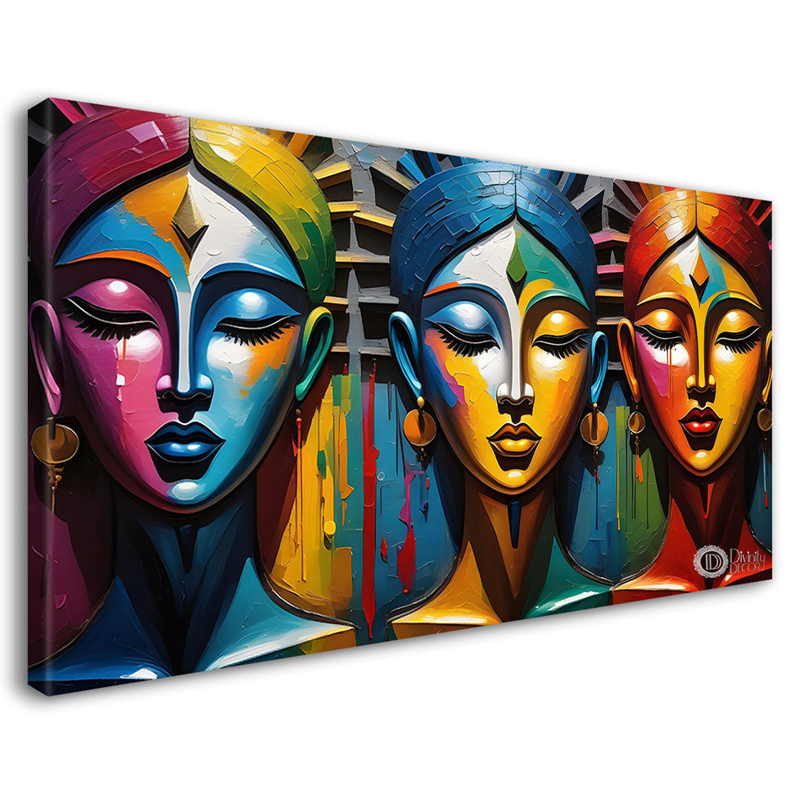 Multiple faces in textured modern art Canvas Painting - Design - Modern-L-407