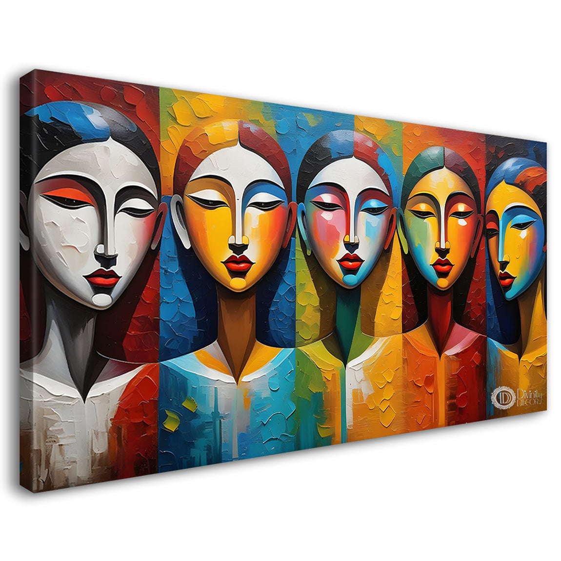 Multiple faces in textured modern art Canvas Painting - Design - Modern-L-408