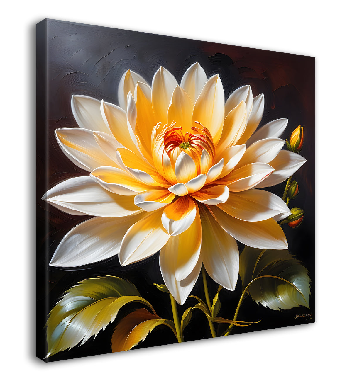 Yellow flower in textured oil painting - Flower-S-408