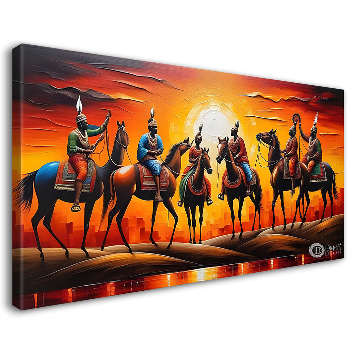 Tribal men on horse modern art Canvas Painting - Design - Modern-L-409