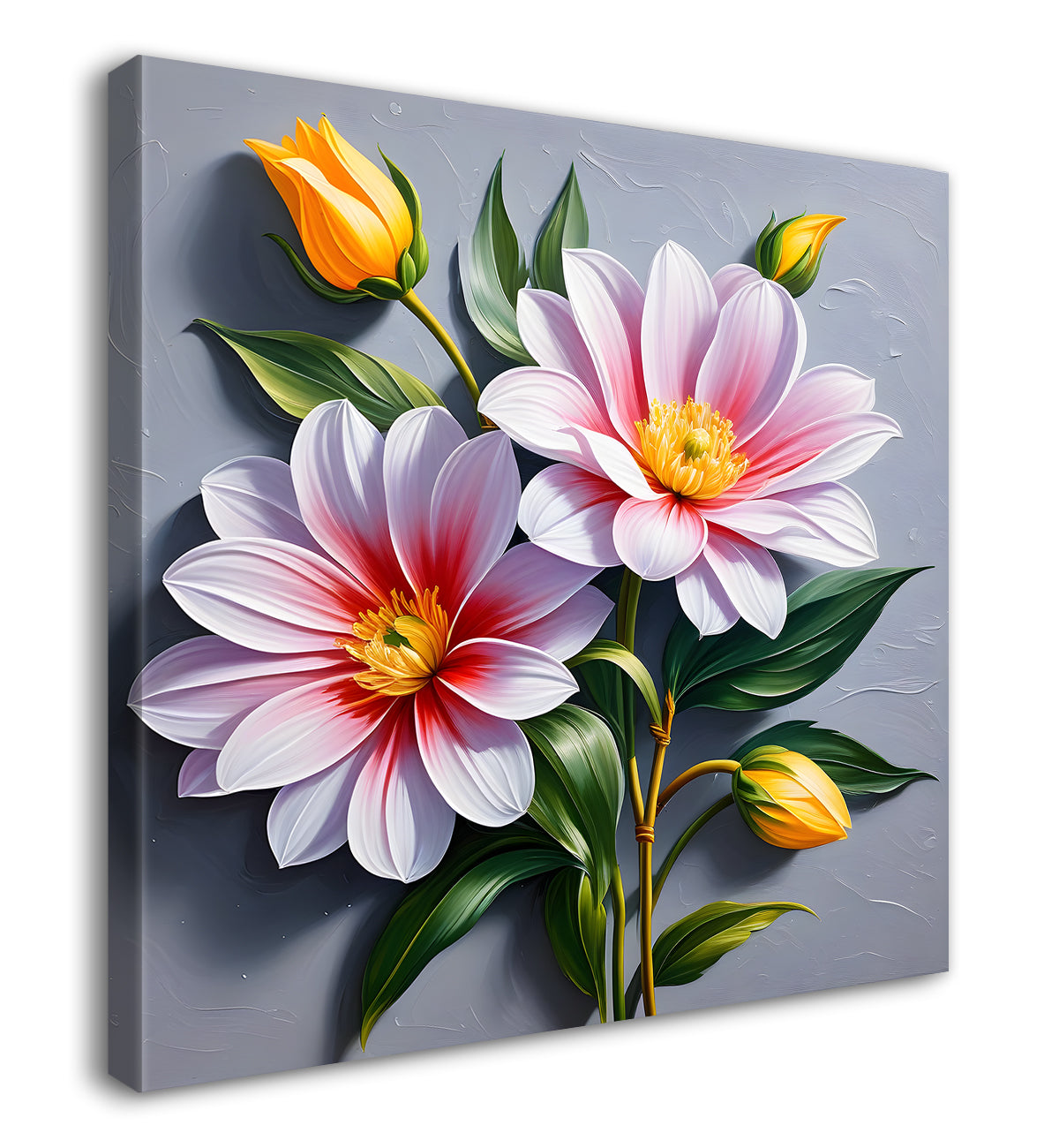 Purple flower in beautiful textured painting - Flower-S-409