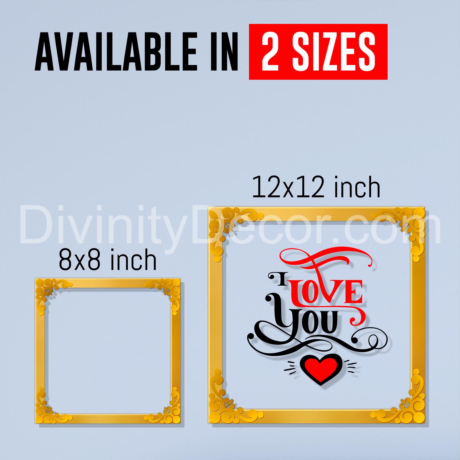 Love you Golden Plaque for Gifting, Wall Decor Clear UV print with Golden Border-40