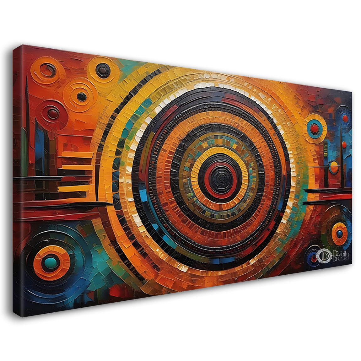 Colorful round textured art Canvas Painting - Design - Modern-L-40