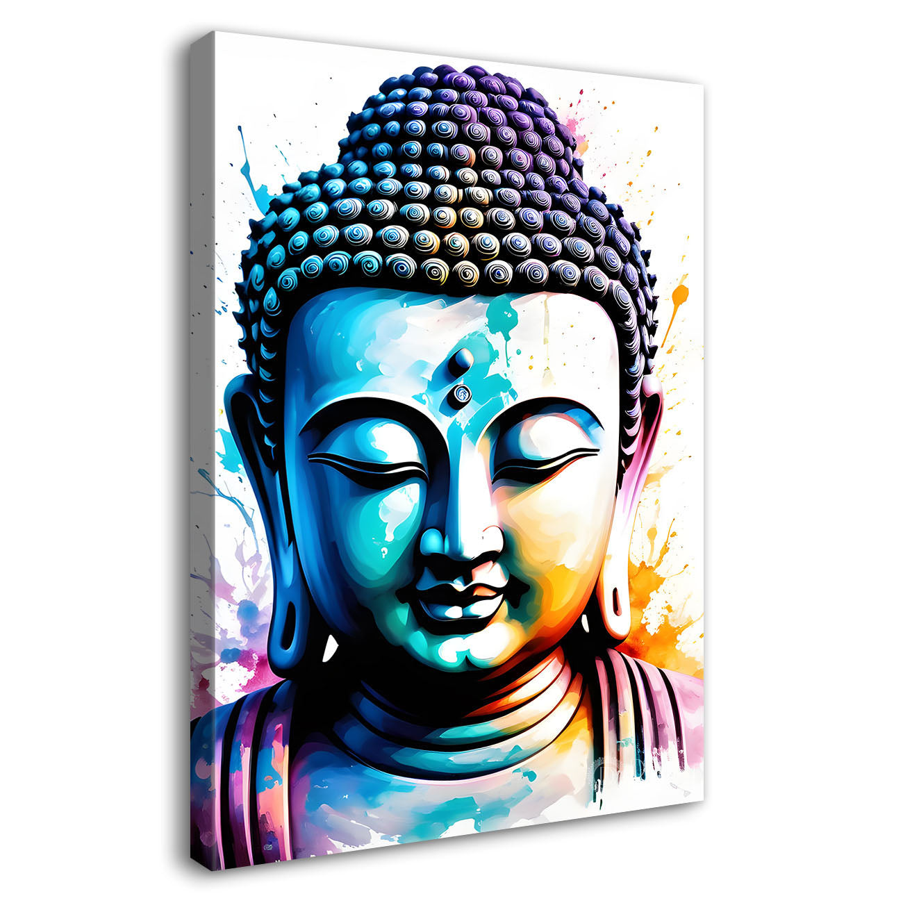 Buddha face in colourful water colour background textured painting- Buddha-V-40