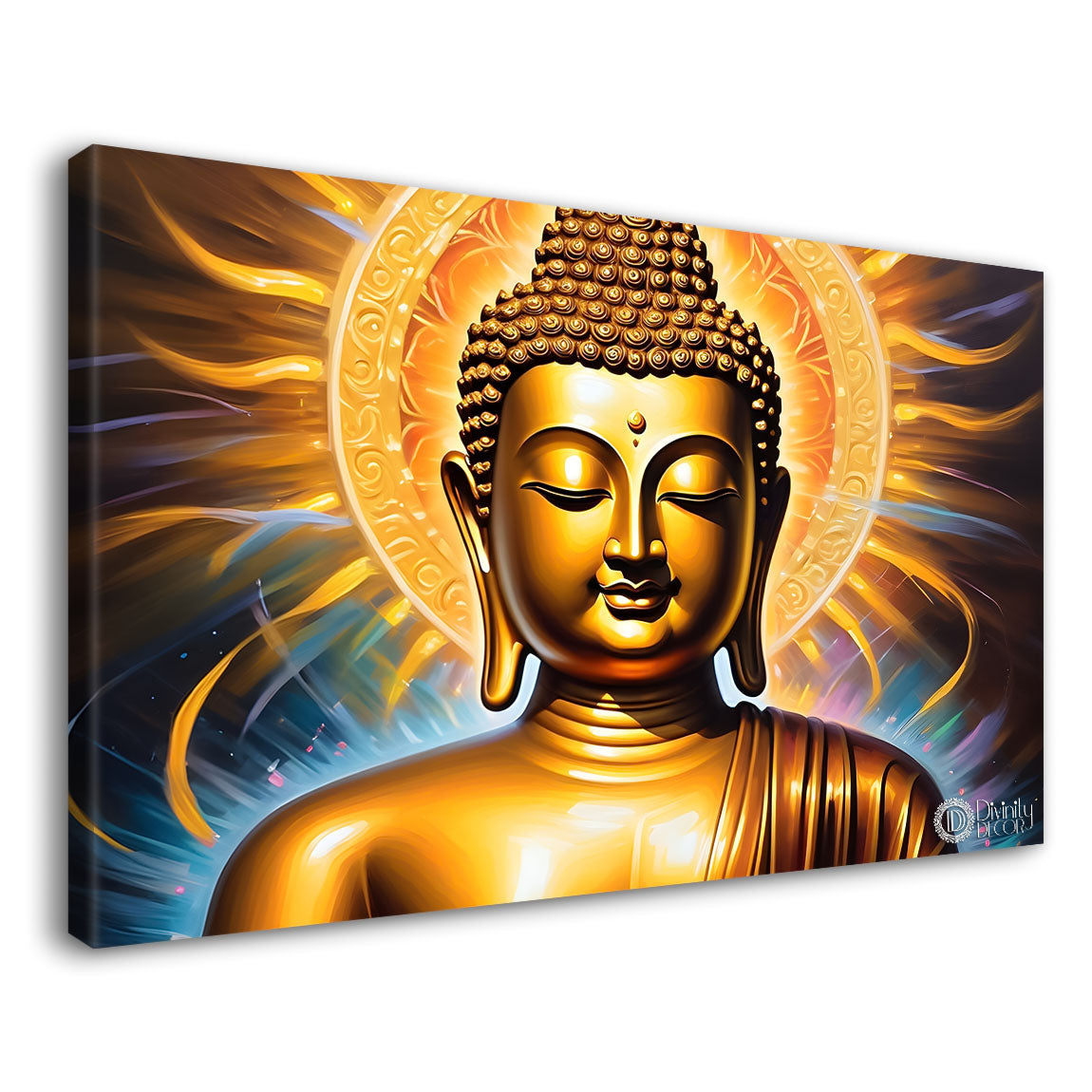 Golden buddha with yellow chakra painting Canvas Wall Painting - Buddha-40